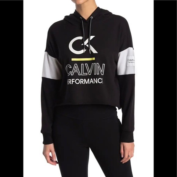 Calvin Klein Performance Logo Print Dolman Crop Hoodie XL NWT NEW - Picture 1 of 3